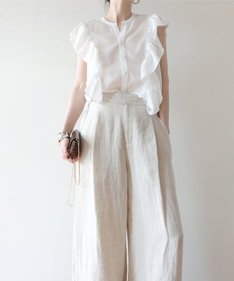 no-sleevele frills blouse　　IR1432