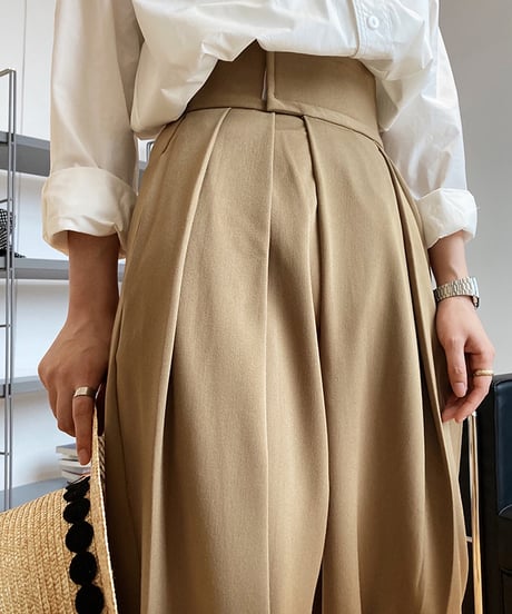 high waist tuck wide pants　　IR1471