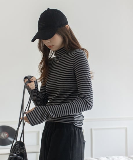 bottleneck border rib knit /2color　IR1587