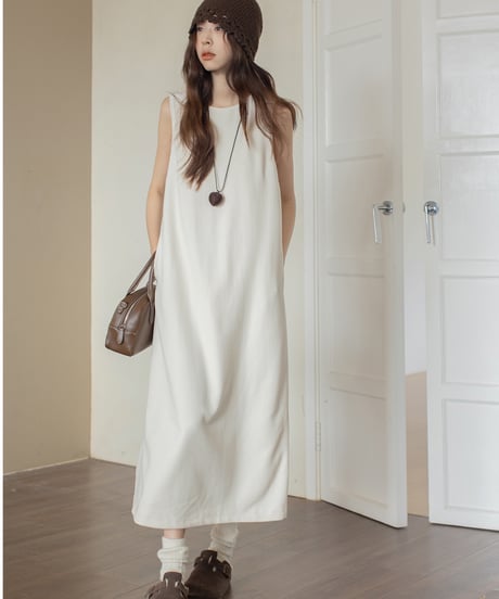 suede sleeveless one-piece /2color　IR1586