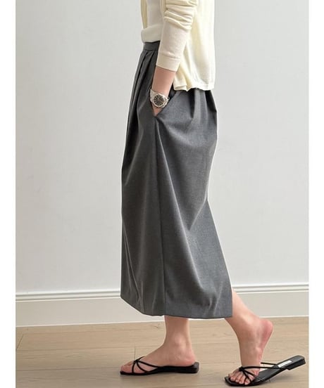 back slit tuck skirt /2color　　IR1630