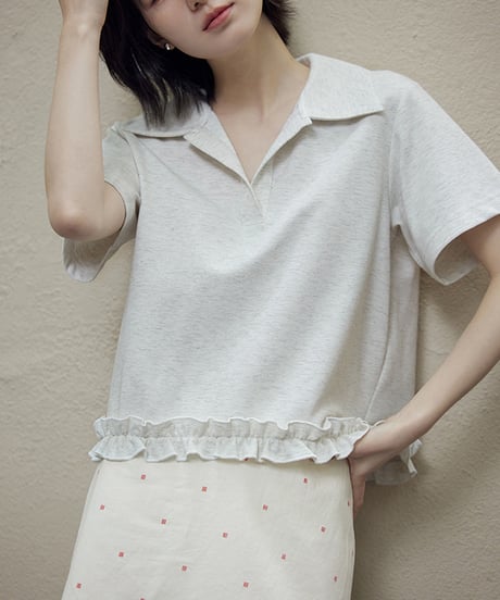bottom frill polo shirt　　IR1443