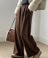 retro check tuck wide pants  /2color　IR1558