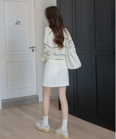 v-neck striped loose sweater　　IR1452