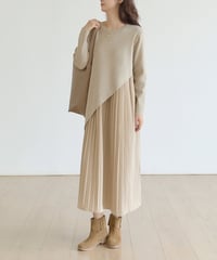 knit pleated docking dress　　IR1474