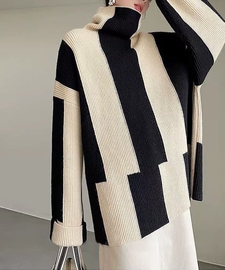 【完売】bicolor high neck knit　　IR1460