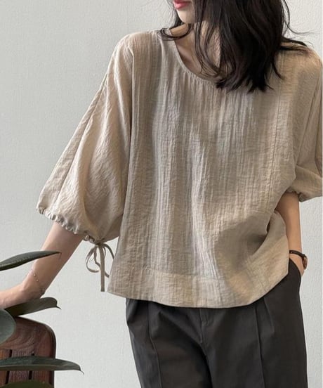 natural balloon sleeve blouse /2color　　IR1669
