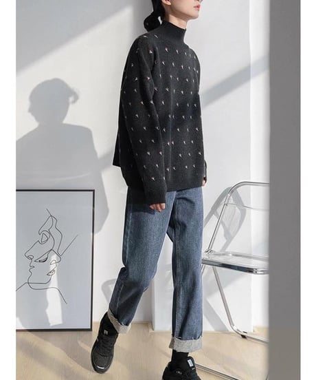 design knit high neck sweater　　IR1550