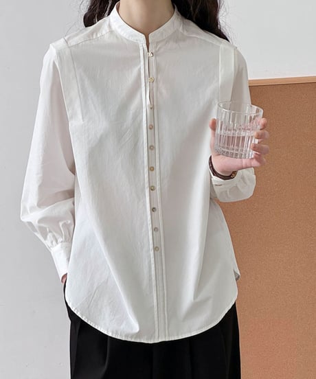 band collar button design blouse　　IR1593