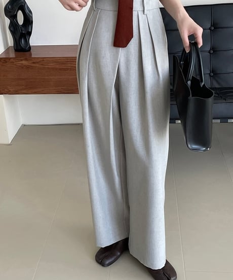 overlap tuck wide pants /2color　　IR1594