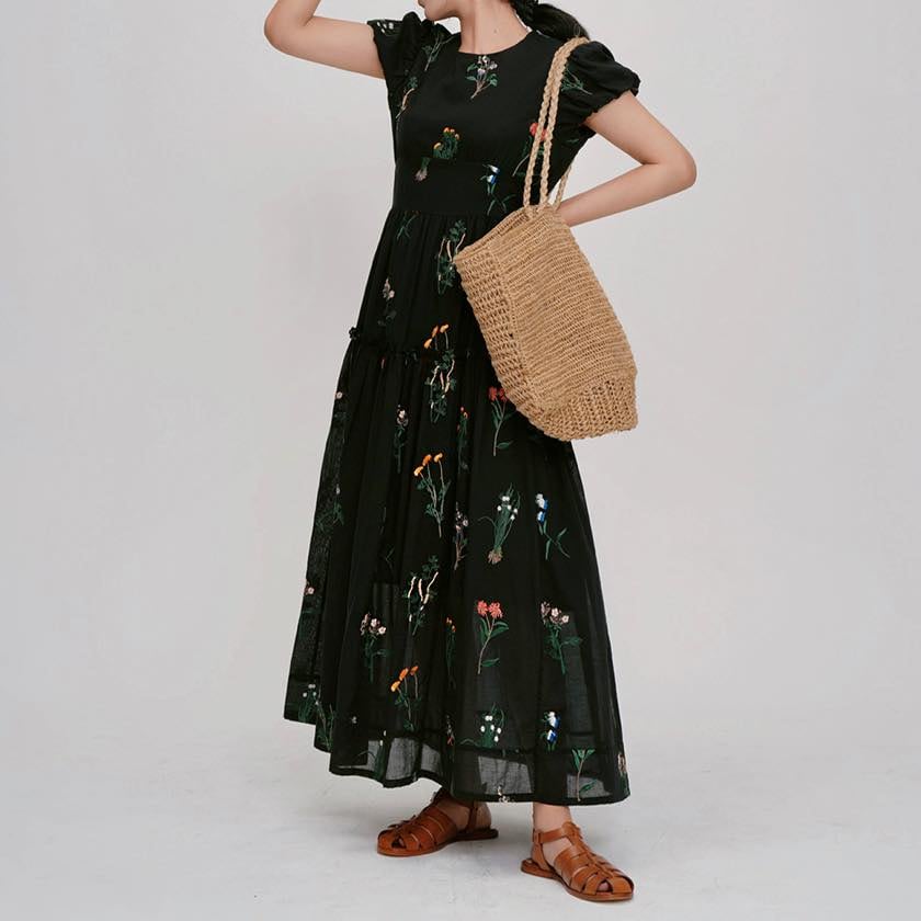 flower embroidery one piece IR1453 | irumoon