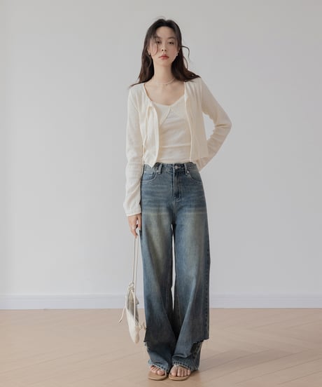 damage straight denim　　IR1347
