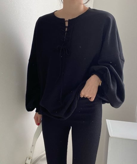 lace up sweat pullover　　IR1483