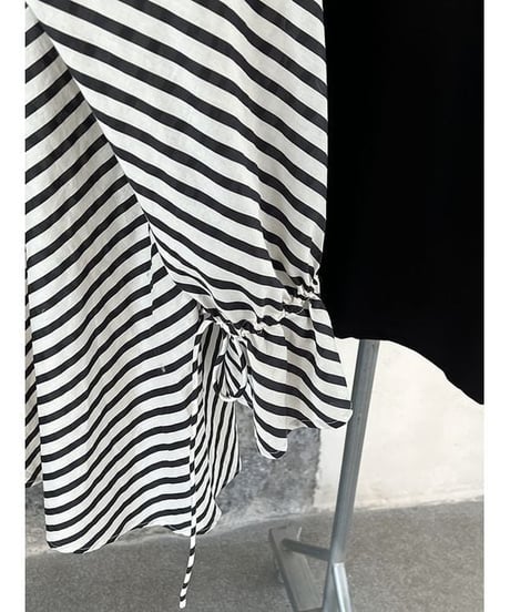 drawstring stripe tunic blouse　　IR1640