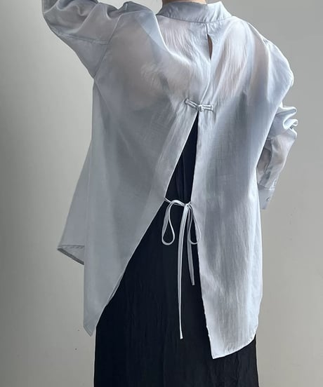 double ribbon back slit shirt /5color　　IR1667