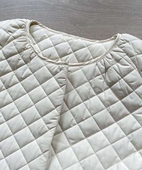 collarless quilted long coat /2color　IR1566