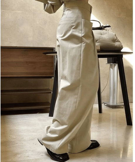 tucked wide leg pants /2color　　IR1531