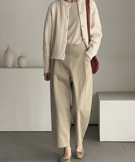 wide leg casual tuck pants /4color　　IR1604