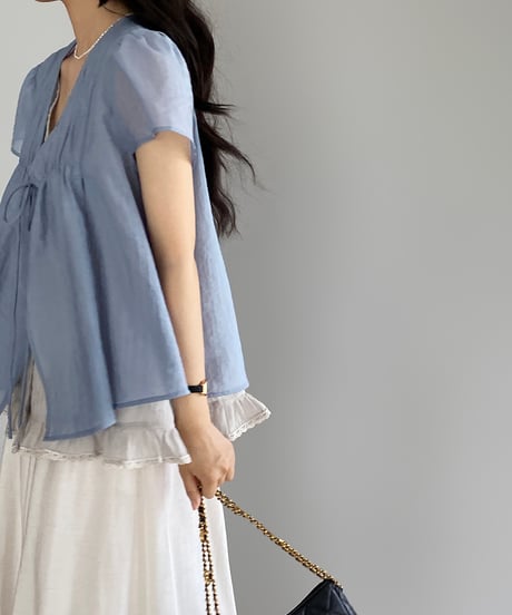 sheer layered frill blouse　　IR1675