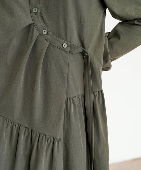 asymmetric button shirt onepiece　　IR1595