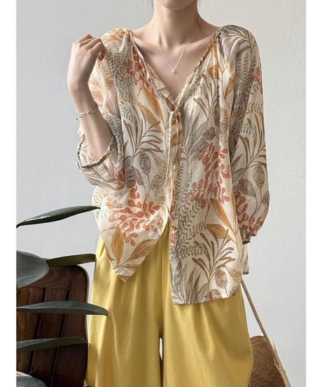 botanical sheer blouse /2color　　IR1672