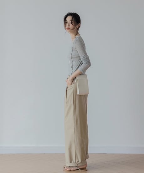 washed cotton feel loose drape pants　IR1381