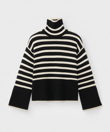side slit border high neck knit　　IR1458