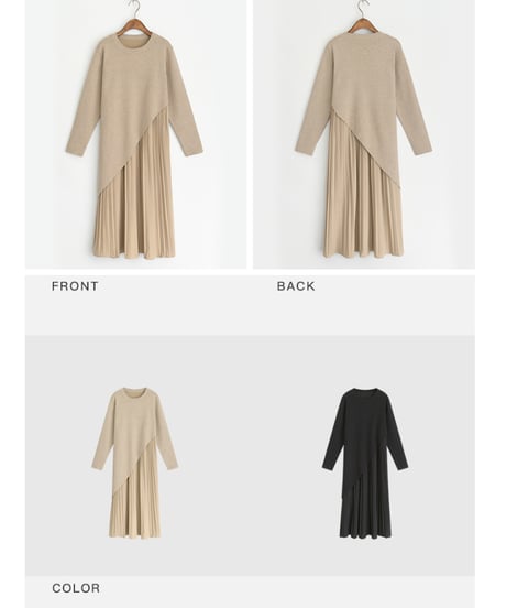 knit pleated docking dress　　IR1474