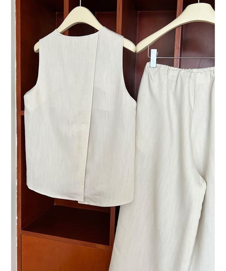 sleeveless tops + easy pants setup /2color　　IR1664