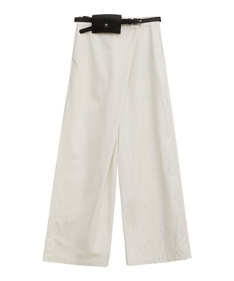 asymmetry cross wide pants + belt set/3color　IR1574