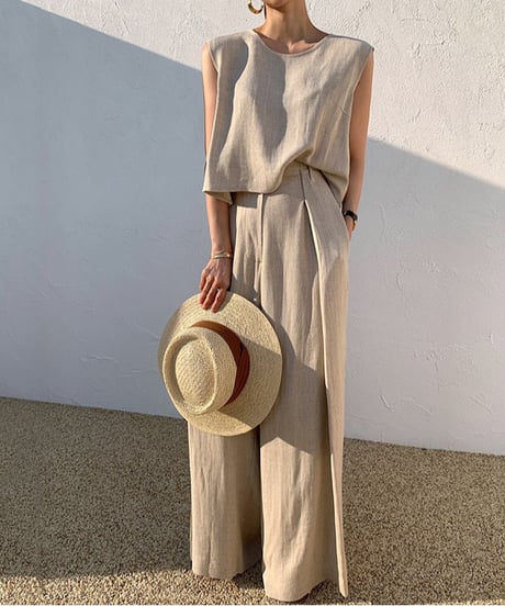 sleeveless tops&wide pants setup　　IR1377