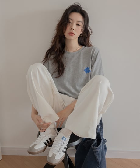 Flower pattern back print T-shirt　　IR1397