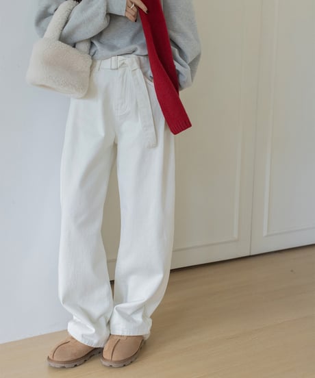 loose straight belt pants /3color　　IR1583