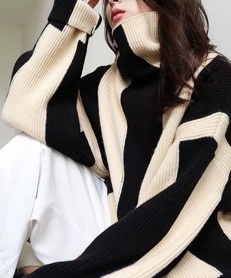 【完売】bicolor high neck knit　　IR1460