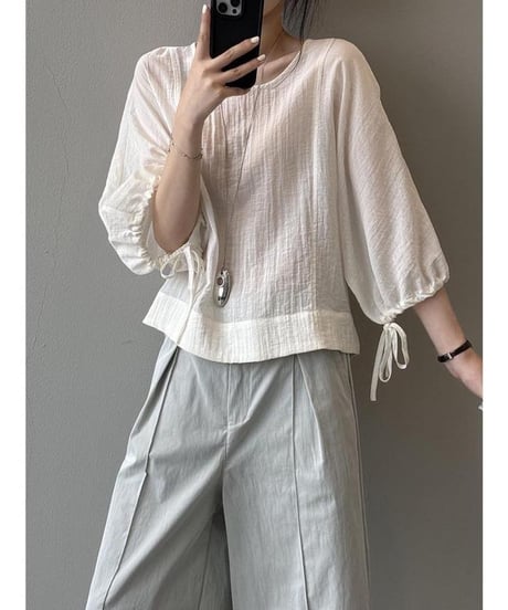 natural balloon sleeve blouse /2color　　IR1669