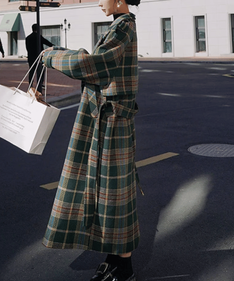 retro check trench coat　　IR1530
