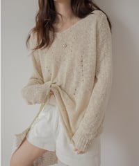 V-neck loose summer knit pullover　　IR1390