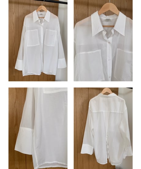 back slit ribbon sheer shirt /3color　　IR1666
