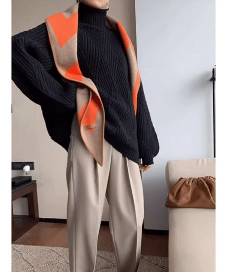 high neck diamond shape knit /2color　　IR1505