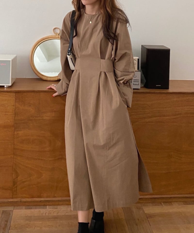 waist belt side slit one piece /3color IR1535
