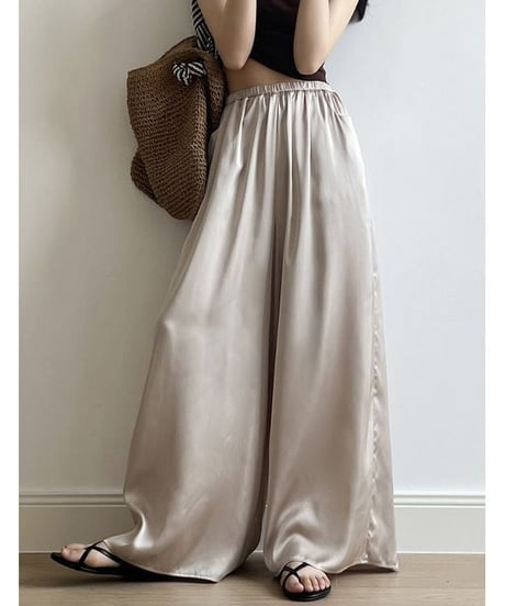 semi glossy wide pants　　IR1441