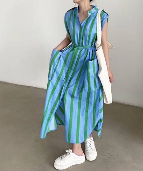 stripe shirt one-piece　　IR1352