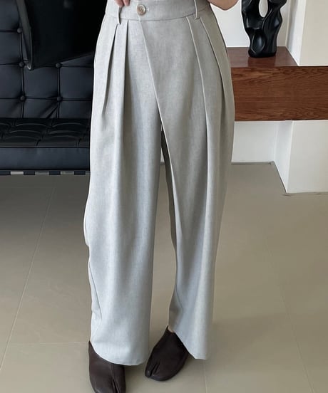 overlap tuck wide pants /2color　　IR1594