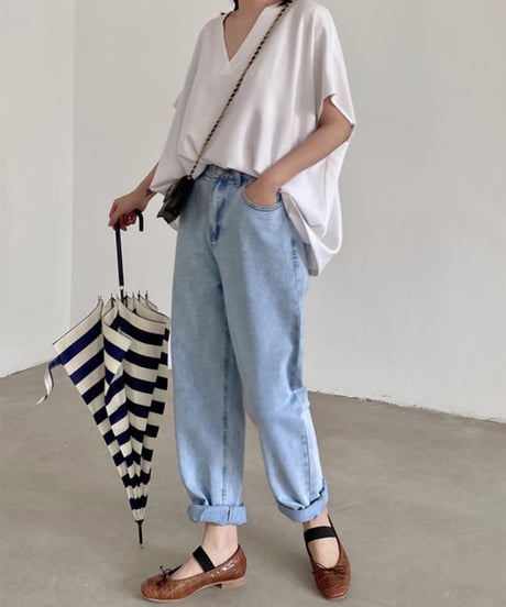 v neck loose shirt　　IR1351