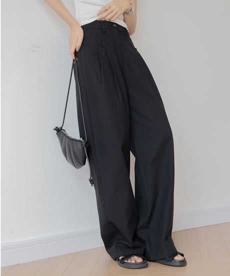 washed cotton feel loose drape pants　IR1381