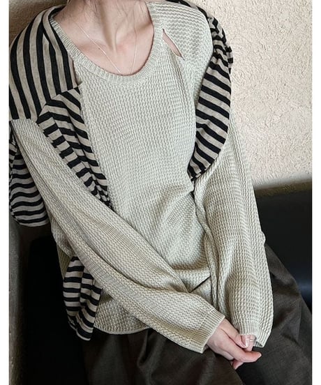 waist mark cutout knit pullover　　IR1457