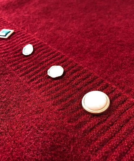 jewel button knit cardigan /4color　IR1565