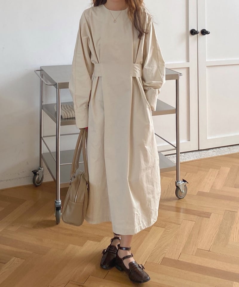 waist belt side slit one piece /3color IR1535