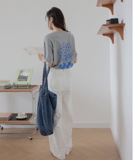 Flower pattern back print T-shirt　　IR1397