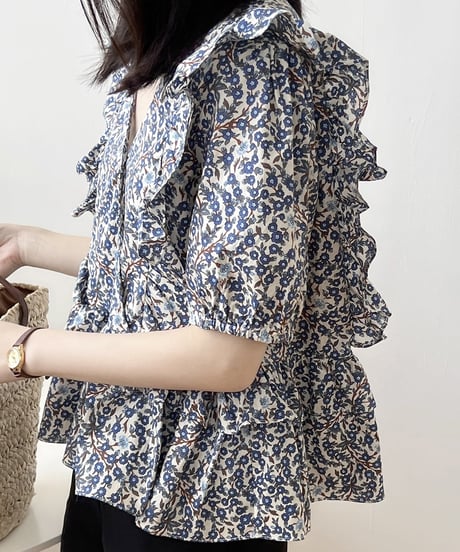 floral frill blouse　　IR1660